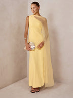 Glamorous Sheer Drape Slim Maxi Evening Dress