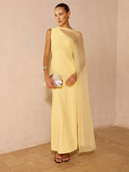 Glamorous Sheer Drape Slim Maxi Evening Dress