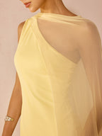 Glamorous Sheer Drape Slim Maxi Evening Dress