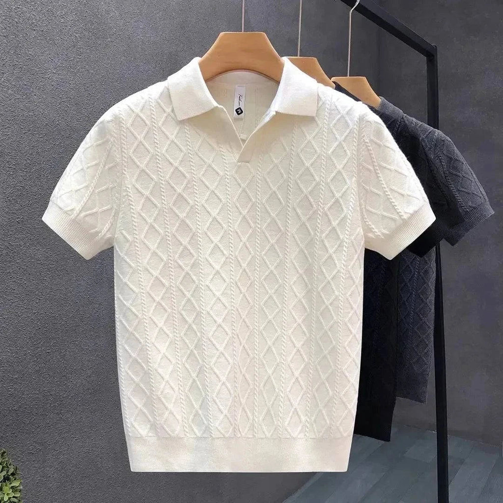 Blaise Diamond-Knit Polo Shirt