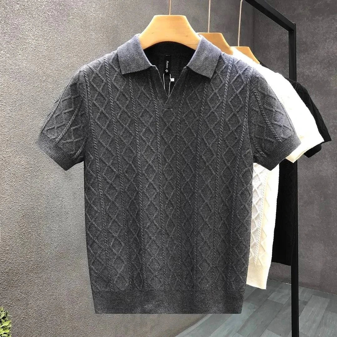 Blaise Diamond-Knit Polo Shirt