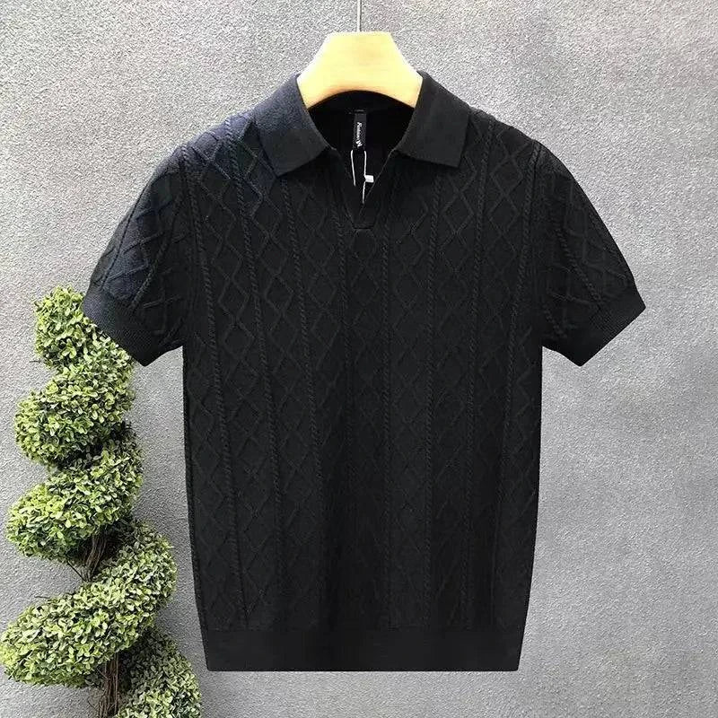 Blaise Diamond-Knit Polo Shirt