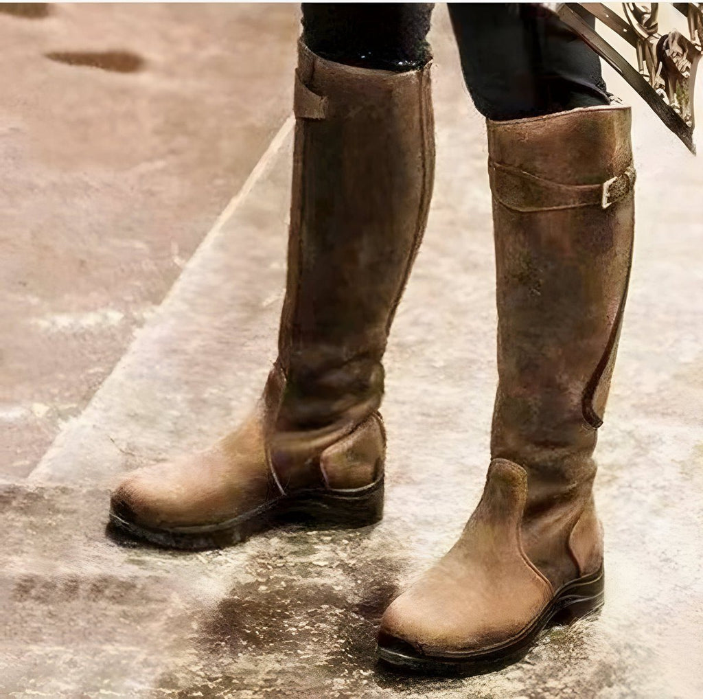 Cataleya Women's Knee-High Leather Riding Boots with Buckle Strap – Fall/Winter 2026