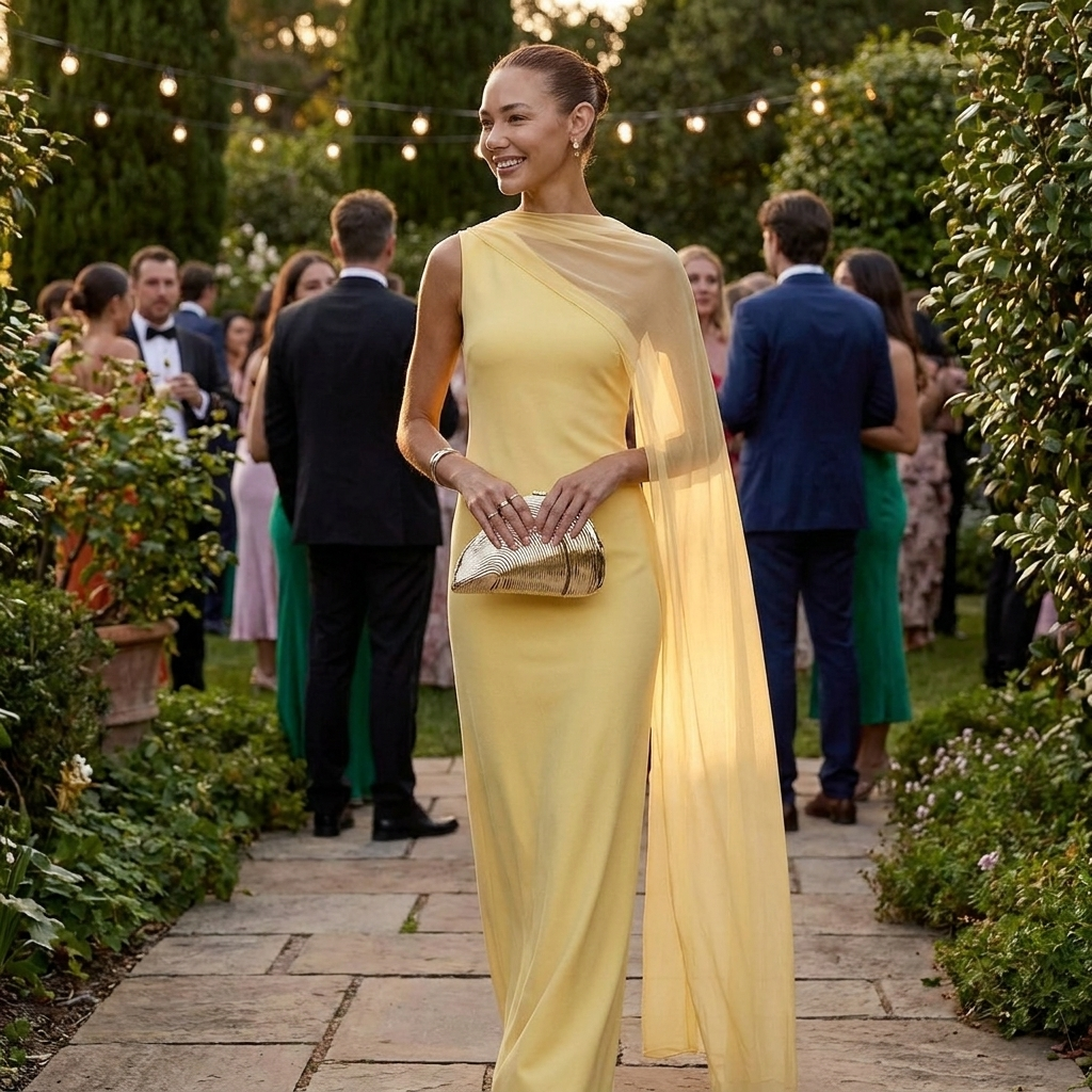Glamorous Sheer Drape Slim Maxi Evening Dress lifestyle photo