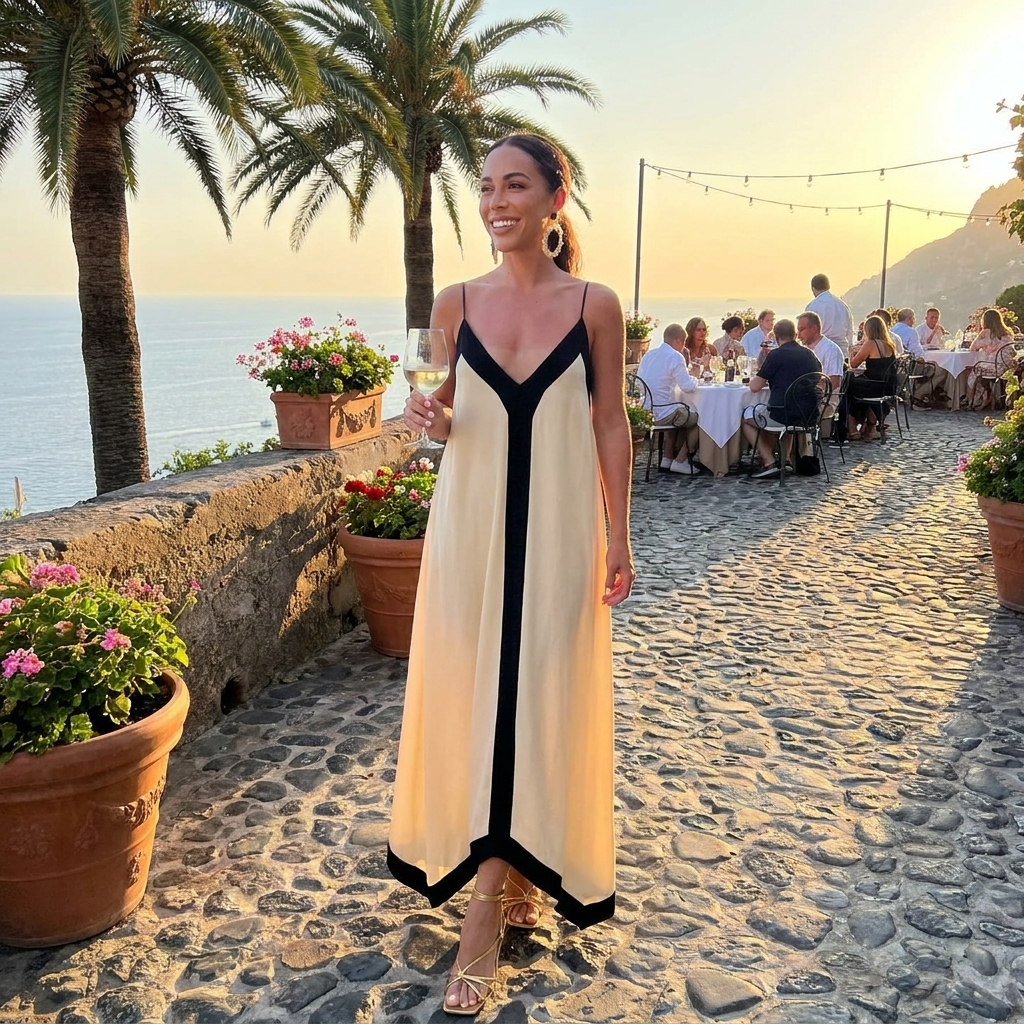Sicily-Inspired Old Money Aesthetic Slip Dress lifestyle photo