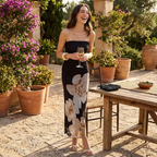 Semi-Sheer Strapless Dress in Ruched Floral Mesh lifestyle photo
