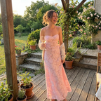 Rosalia Semi-Sheer Floral Mesh Maxi Dress lifestyle photo