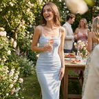 Ribbed Draped Mesh Tank Maxi Dress with Slit lifestyle photo