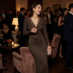 Elegant Twisted Lace V-Neck Ruched Maxi Dress lifestyle photo