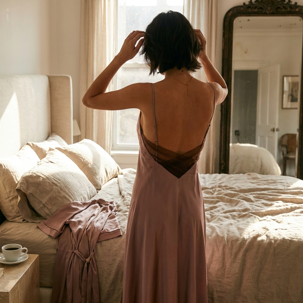 Backless Criss-Cross Midi Dress with a Sleek Side Split – Mulhid
