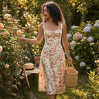Rosebud Floral Midi Sundress lifestyle photo