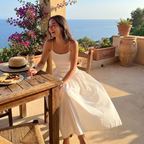 Effortless Shirred Cotton-Blend Camisole Midi Dress lifestyle photo