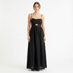 Cotton Sleeveless Long Dress with Pockets and Cutout Details catalog photo
