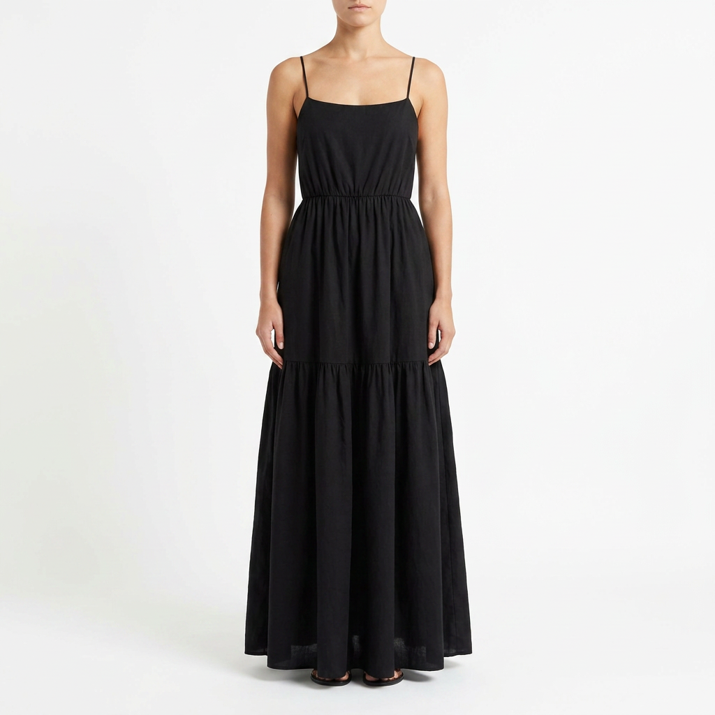 Elegant Solid Backless Maxi Dress catalog photo