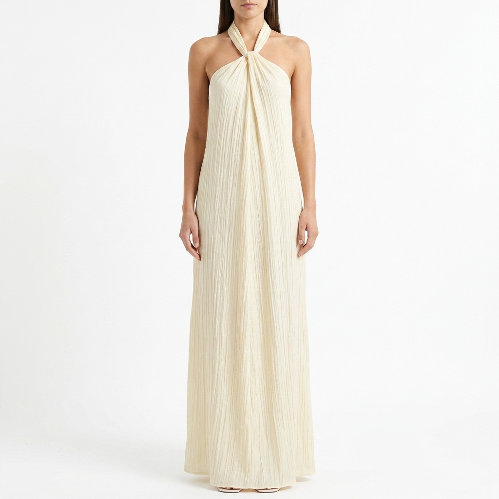 Creamy Halter-Neck Maxi Dress catalog photo