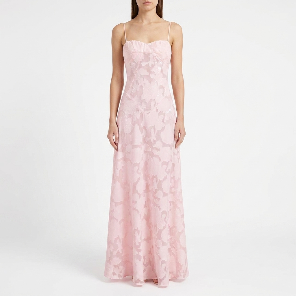 Rosalia Semi-Sheer Floral Mesh Maxi Dress catalog photo