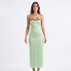 Elegant Floral Satin Midi Dress catalog photo