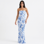 Multi-Flower Print Maxi Dress with Side Split catalog photo