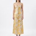 Metallic Print V-Neck Backless Slip Long Dress catalog photo