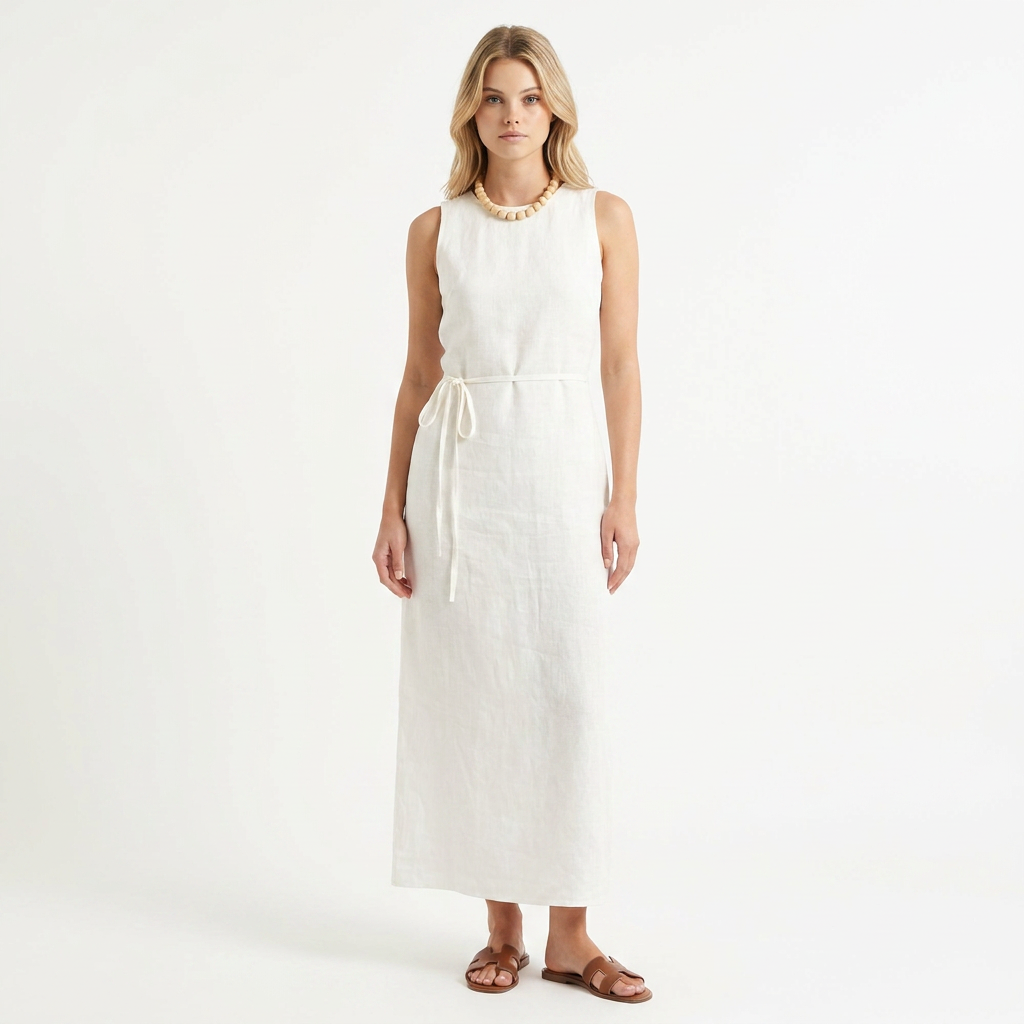 Breathable Cotton & Linen Sleeveless Maxi Dress catalog photo