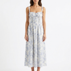 Sapphire Garden Floral Cami Midi Dress with Spaghetti Straps catalog photo
