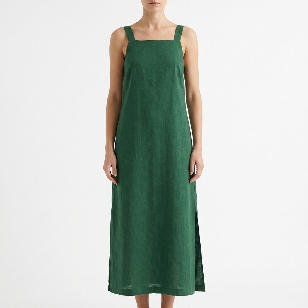 Effortless Linen-Cotton Front-Tie Midi Dress catalog photo