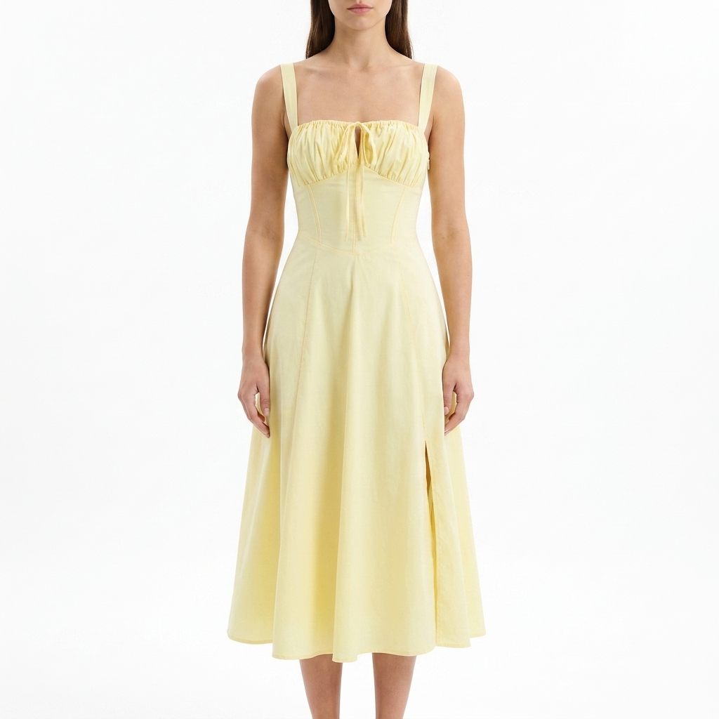 Backless Criss-Cross Midi Dress with a Sleek Side Split catalog photo