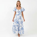 Chic Puff-Sleeve Midi Dress with Twist Detail catalog photo