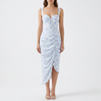 Floral Ruched Midi Corset Dress catalog photo