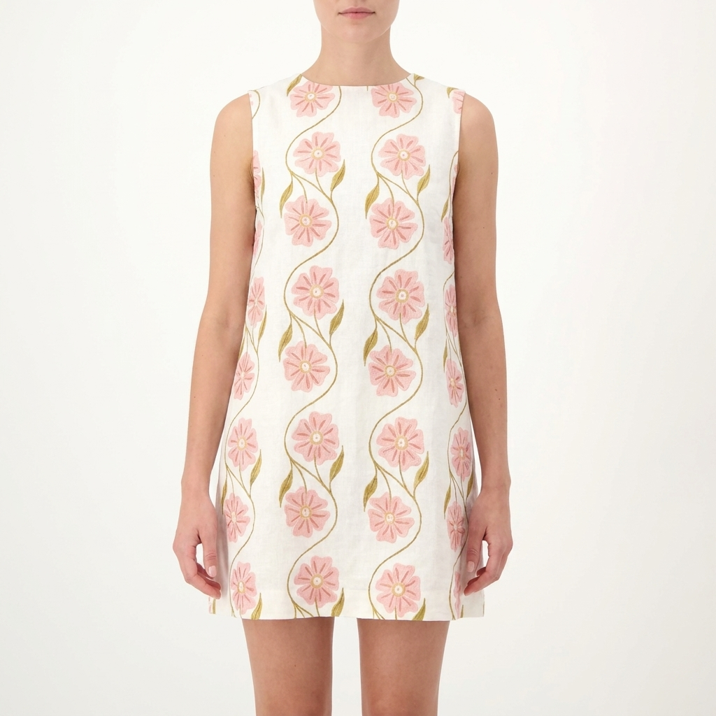 Romantic Floral-Print Sleeveless Mini Dress catalog photo