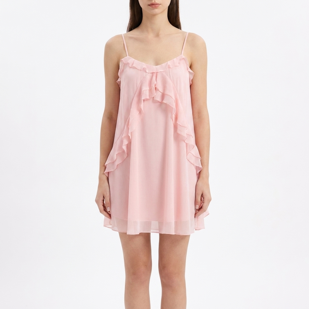 Flirty Ruffle-Trim Cami Mini Dress catalog photo