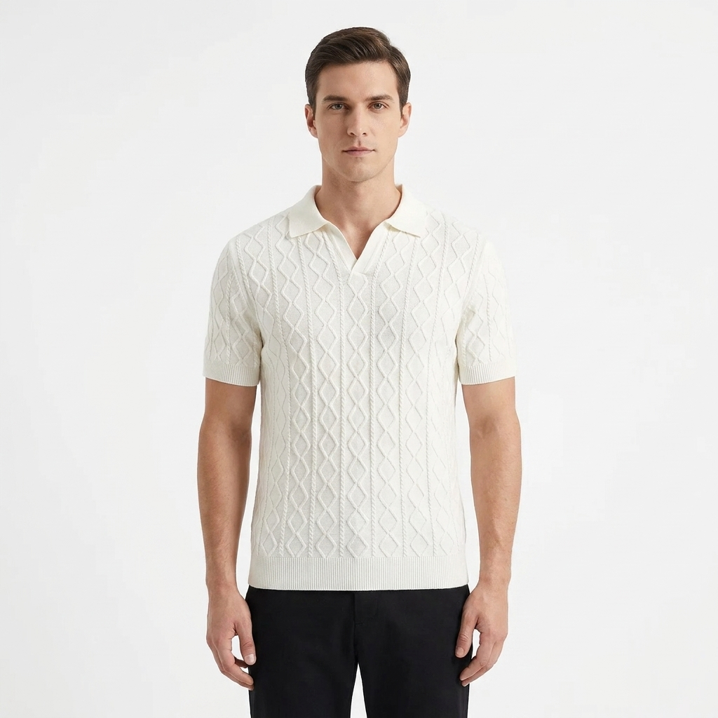 Blaise Diamond-Knit Polo Shirt catalog photo