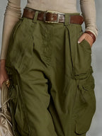 Parachute cargo pants waist and pocket detail