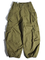 Army green parachute cargo pants, flat