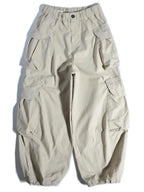 Stone white parachute cargo pants, flat